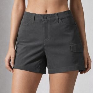 Eddie Bauer💫KHAKI Green/gray Shorts 2 SIDE POCKETS and POCKET with Flap Sz6